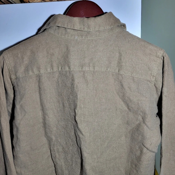 Linen tunic shirt blouse top oversized loose relaxedfit beige oatmeal size small - Picture 7 of 11